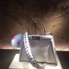 9210M FENDI 芬迪 边缘编织装饰 柔软小牛皮手提包 灰色
