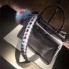 9210M FENDI 芬迪 边缘编织装饰 柔软小牛皮手提包 灰色