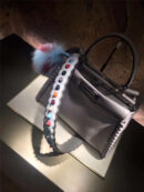 9210M FENDI 芬迪 边缘编织装饰 柔软小牛皮手提包 灰色