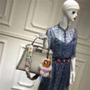 9210M FENDI 芬迪 边缘编织装饰 柔软小牛皮手提包 灰色