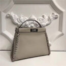 9210M FENDI 芬迪 边缘编织装饰 柔软小牛皮手提包 灰色