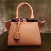 279 FENDI 芬迪 迷你柔软小牛皮 购物包 彩色毛边 软羊革衬里 浅棕色