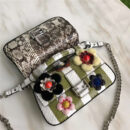 8765C FENDI DOUBLE MICRO BAGUETTE 水蛇皮蟒蛇皮 花朵装饰 绿配白