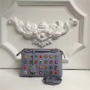 9133 FENDI 芬迪 波士顿小牛皮 铆钉饰 手提包挎包 灰蓝色
