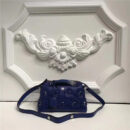 8149A FENDI 芬迪 波士顿小牛皮 花朵铆钉饰 手提包挎包 蓝色