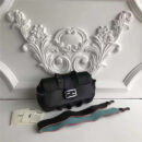 8783 FENDI 芬迪 时装秀款 宽肩带荷叶边 单肩包挎包 黑包黑兰带