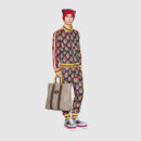 473870 GUCCI GG Supreme高级人造帆布 绿色红色织带装饰 购物袋 乌木色