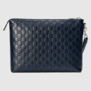 473881 GUCCI Gucci Signature 柔软质地 男包 手拿腕包 蓝黑色