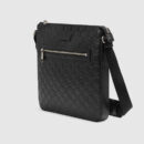 406408 GUCCI Gucci Signature真皮 前襟拉链 中号扁平 邮差包 黑色