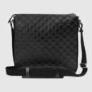 406408 GUCCI Gucci Signature真皮 前襟拉链 中号扁平 邮差包 黑色