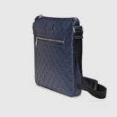 406408 GUCCI Gucci Signature真皮 前襟拉链 中号扁平 邮差包 蓝色