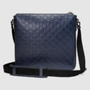 406408 GUCCI Gucci Signature真皮 前襟拉链 中号扁平 邮差包 蓝色