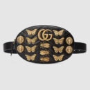 491294 GUCCI GG Marmont系列动物造型铆钉 皮革 腰包 黑色