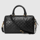 453573 Gucci Signature 柔软质地 皮革 手提包 波士顿包 黑色