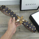 473030 GUCCI新款 复古五角星扣 进口牛皮 腰带 啡色