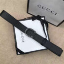 GUCCI 古驰 2017畅销女款 双面进口平纹 头层牛皮 龙头花纹扣 黑带白钻银扣