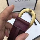GUCCI 古驰 2017畅销女款 双面进口平纹 头层牛皮 龙头花纹扣 啡带蓝钻金扣