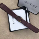 GUCCI 古驰 2017畅销女款 双面进口平纹 头层牛皮 龙头花纹扣 啡带蓝钻金扣