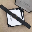 GUCCI 古驰 2017畅销女款 双面进口平纹 头层牛皮 龙头花纹扣 黑带蓝钻金扣
