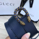 GUCCI 古驰 2017畅销女款 双面进口平纹 头层牛皮 龙头花纹扣 蓝带蓝钻金扣