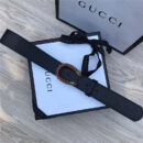 GUCCI 古驰 2017畅销女款 双面进口平纹 头层牛皮 龙头花纹扣 黑带红钻金扣