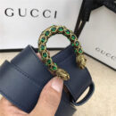 GUCCI 古驰 2017畅销女款 双面进口平纹 头层牛皮 龙头花纹扣 蓝带绿钻金扣