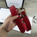 473030 GUCCI 新款 复古纯铜龙头扣 女士腰带 红色