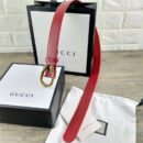 473030 GUCCI 新款 复古纯铜龙头扣 女士腰带 红色