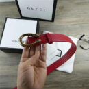473030 GUCCI 新款 复古纯铜龙头扣 女士腰带 红色