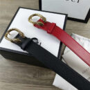 473030 GUCCI 新款 复古纯铜龙头扣 女士腰带 红色