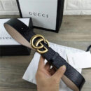 GUCCI 新款 进口头层牛皮压鳄鱼纹 双G带扣 女士腰带 黑色