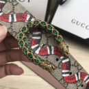 411924 GUCCI 古驰 2017时尚畅销款 女腰带 仿古铜龙头扣 绿钻蛇纹
