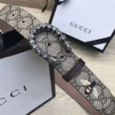 411924 GUCCI 古驰 2017时尚畅销款 女腰带 仿古铜龙头扣 白钻蜜蜂纹