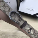 411924 GUCCI 古驰 2017时尚畅销款 女腰带 仿古铜龙头扣 白钻蜜蜂纹