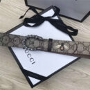 411924 GUCCI 古驰 2017时尚畅销款 女腰带 仿古铜龙头扣 白钻蜜蜂纹