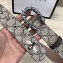 411924 GUCCI 古驰 2017时尚畅销款 女腰带 仿古铜龙头扣 白钻蜜蜂纹