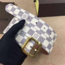 LV 路易威登 专柜新品 经典白棋盘格 不锈钢针扣 女士皮带