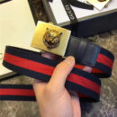 Gucci 古驰 官网同步爆款 织带拼皮 男士腰带 虎头带扣