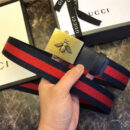 Gucci 古驰 官网同步爆款 织带拼皮 男士腰带 蜜蜂带扣