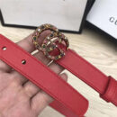 GUCCI皮带 头层牛皮 七彩水晶古铜扣 GUCCI腰带 女士皮带 红色