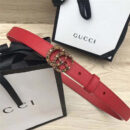 GUCCI皮带 头层牛皮 七彩水晶古铜扣 GUCCI腰带 女士皮带 红色
