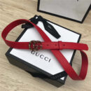 GUCCI皮带 头层牛皮 七彩水晶古铜扣 GUCCI腰带 女士皮带 红色