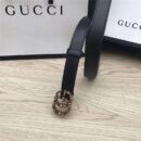 GUCCI皮带 头层牛皮 七彩水晶古铜扣 GUCCI腰带 女士皮带 黑色
