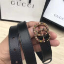 GUCCI皮带 头层牛皮 七彩水晶古铜扣 GUCCI腰带 女士皮带 黑色