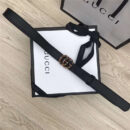 GUCCI皮带 头层牛皮 七彩水晶古铜扣 GUCCI腰带 女士皮带 黑色