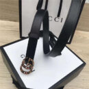 GUCCI皮带 头层牛皮 七彩水晶古铜扣 GUCCI腰带 女士皮带 黑色