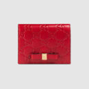 406924 Gucci Signature系列 热压皮革 蝴蝶结 卡片夹 红色
