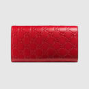 388679 Gucci Signature系列 热压皮革 蝴蝶结 长款皮夹 红色