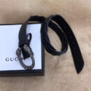 GUCCI 古驰 2017畅销 复古老虎头扣 编织细节 女士腰带 黑色