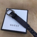 GUCCI 古驰 2017畅销 复古老虎头扣 编织细节 女士腰带 黑色